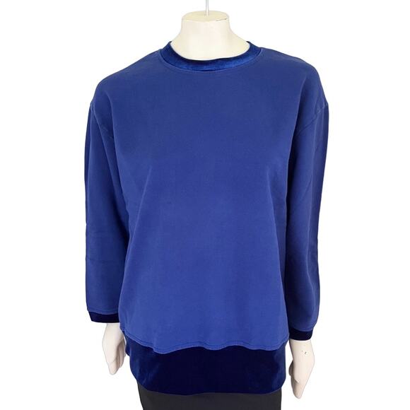 VTG GANTOS Velvet Trimmed Sweatshirt in Royal Blue SZ XL - Picture 12 of 12